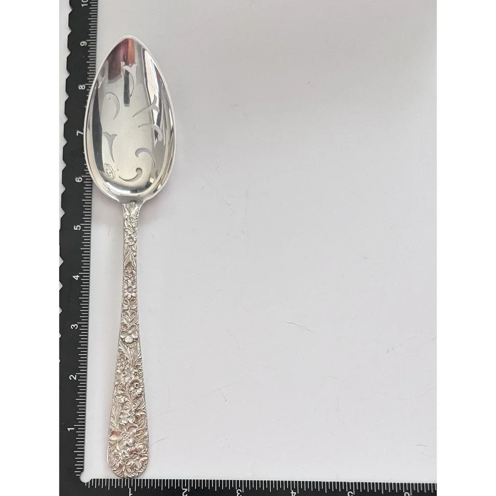Kirk Repoussé Sterling Pierced Serving Spoon 8⅜